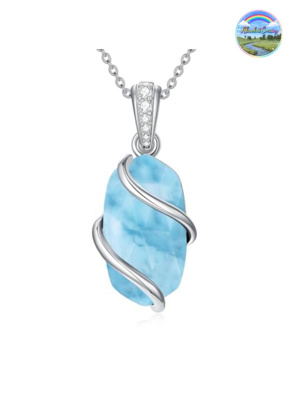 Sterling Silver Larimar Pendant Necklace Dainty Gemstone Jewelry Women